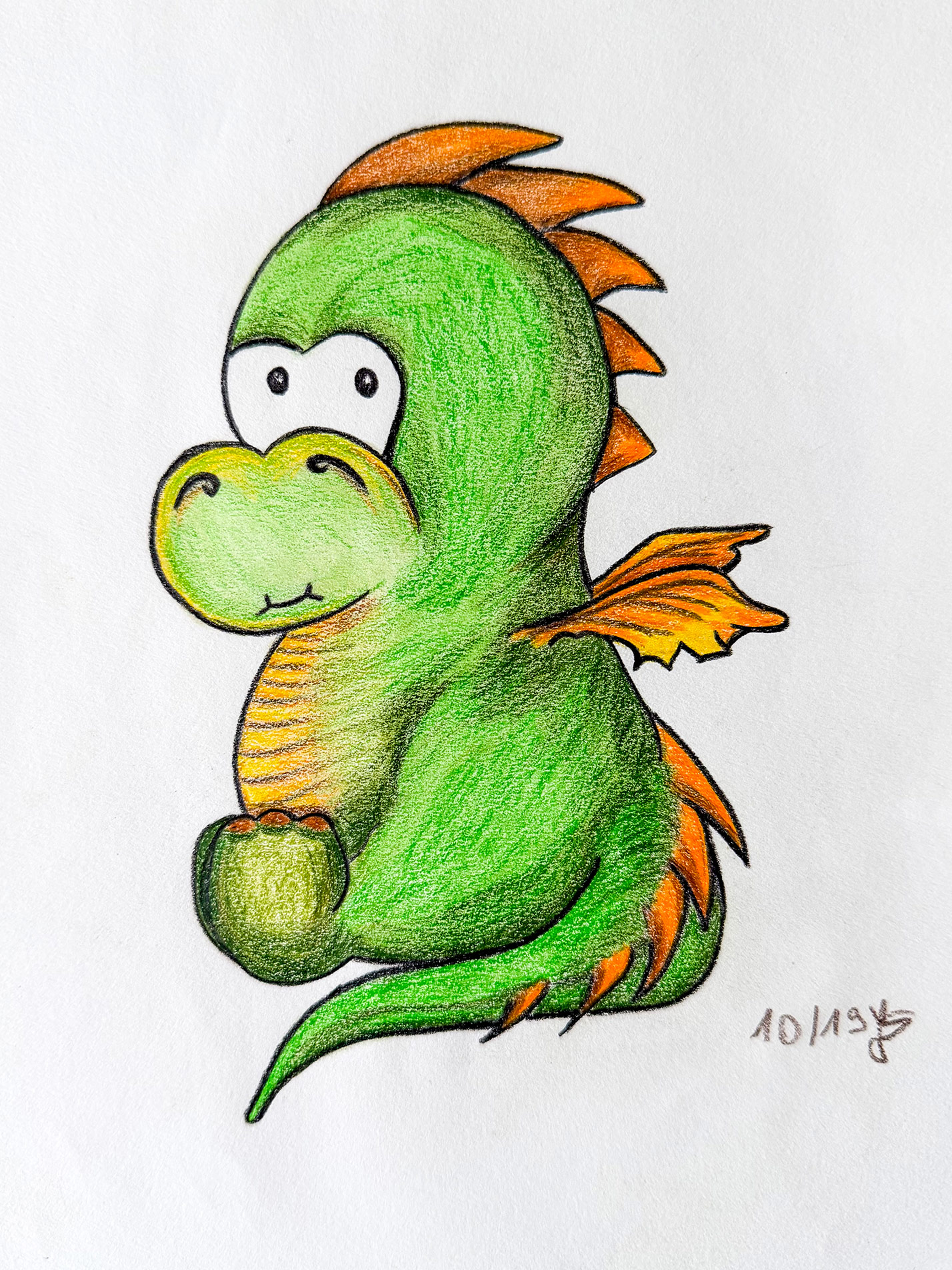 Zeichnung vom Drachen Drummel.